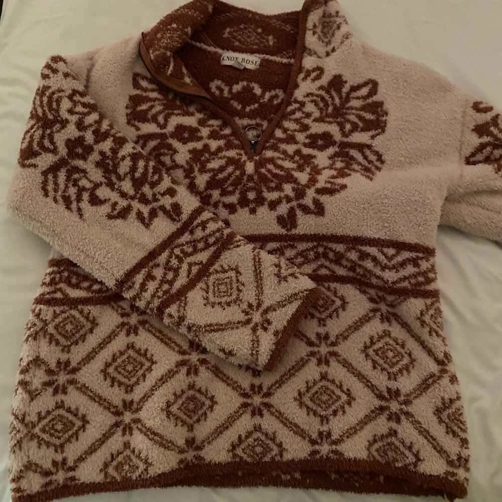 Pink fluffy quarter zip